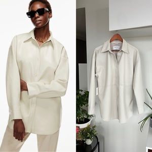 New Aritzia Babaton Pelli Casual Relaxed Fall Button Shirt Jacket Up Sz S